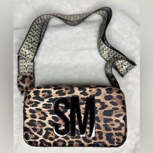 Leopard Print Crossbody Bag with SM Initials